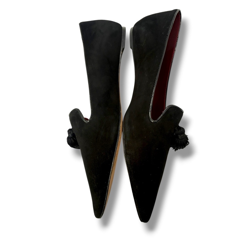 Kate Spade New York Adore Black Suede Tassel Pointed Toe Flats Size 8B - Picture 8 of 13